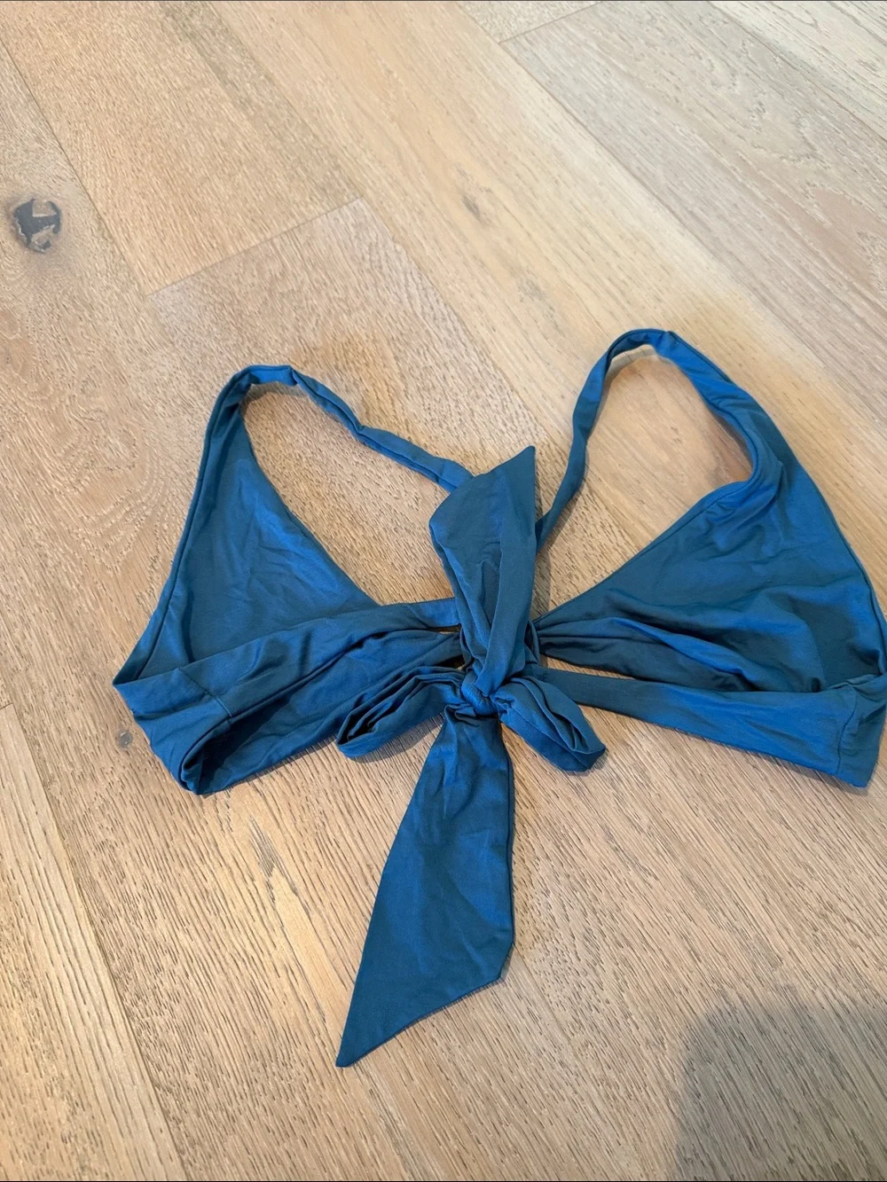Frankie's Bikinis Teal Tie-Front Bikini Top